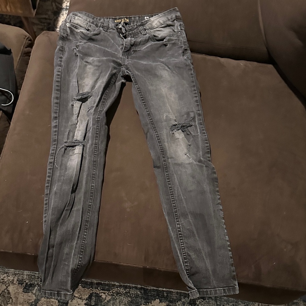 Ring of Fire Women's Distressed Charcoal Skinny Jeans